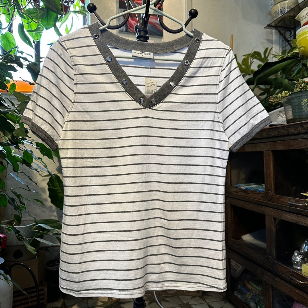 Cream Fitted Embellished T-Shirt